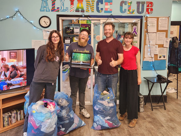 Don St Germain donating clothing to Youth Empowerment Society (YES)
